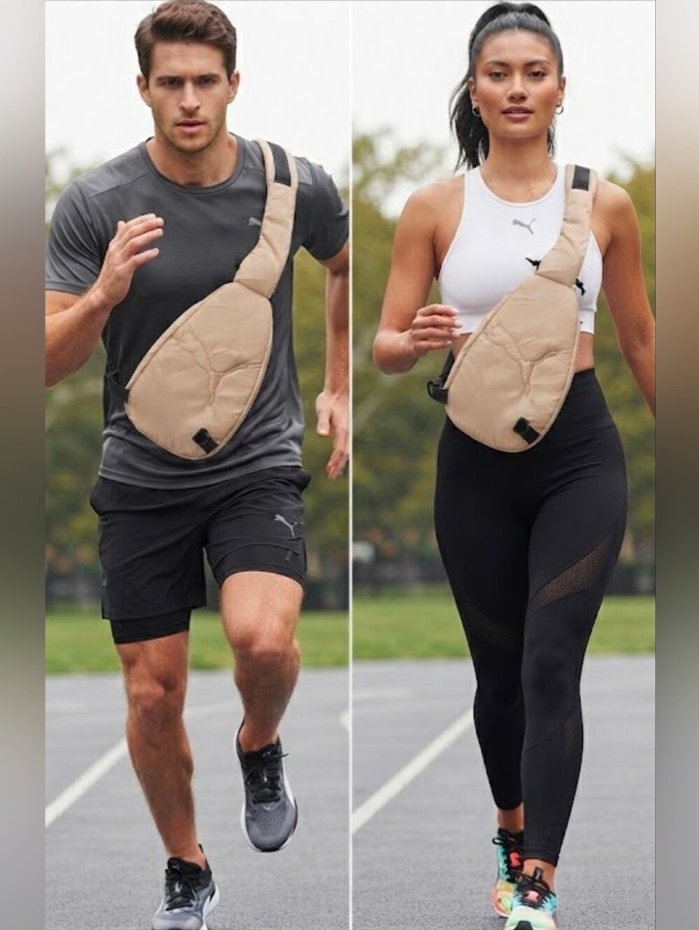 PUMA Beige Sling Backpack - Like New - 4 Compartments